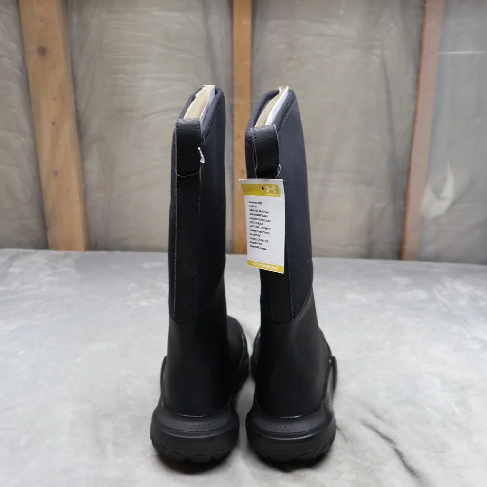 Under Armour Men 9 Mud Freak Boots Black Stormproof Tall Rubber Utility Rain NWD